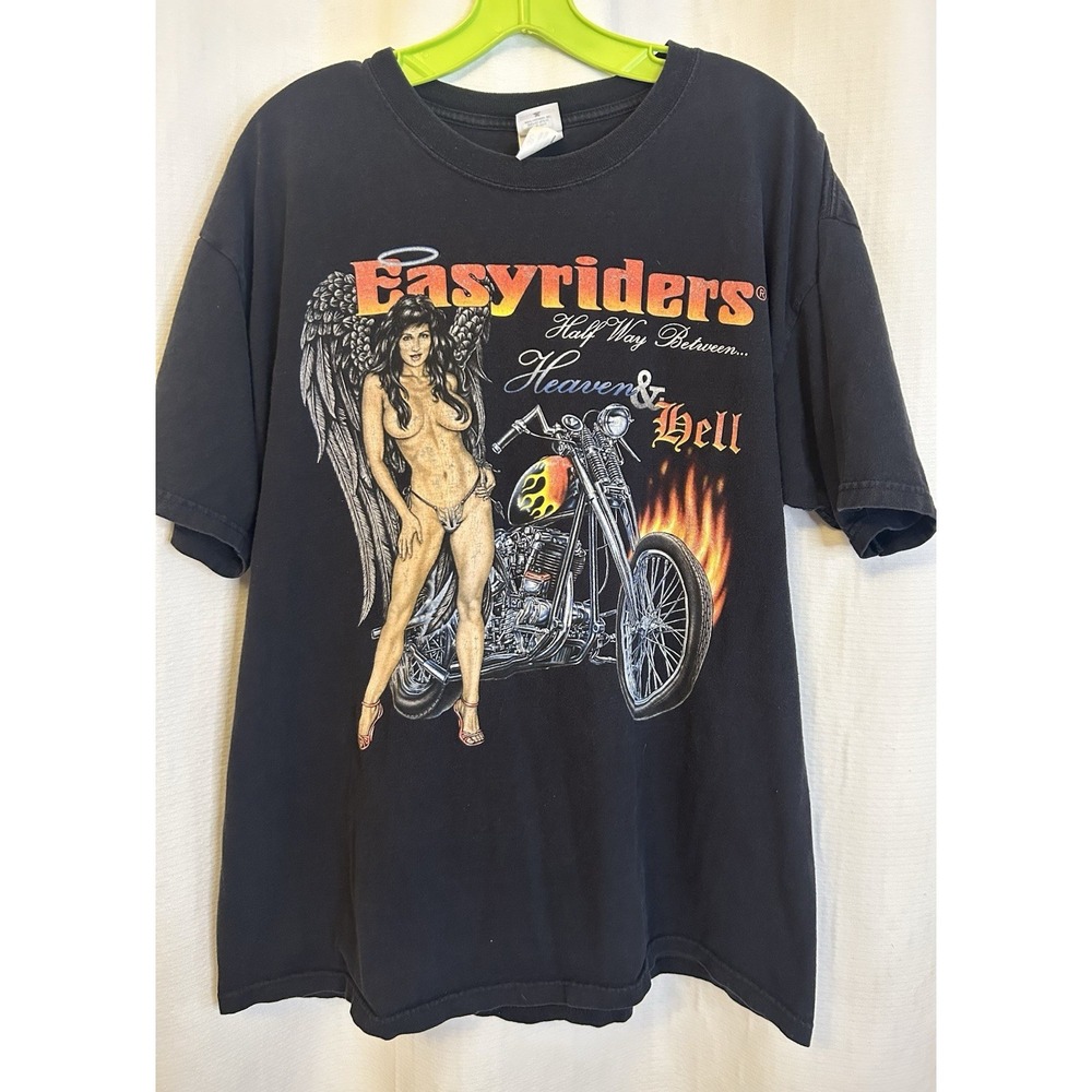 VTG Y2K Easyriders Heaven & Hell Motorcyle Biker Shirt XL Manhattan Kansas